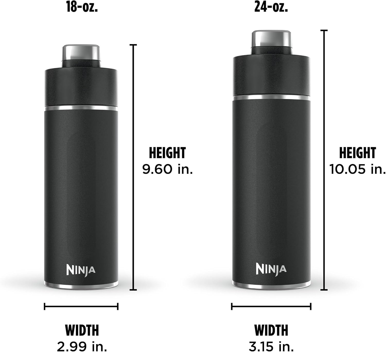 image:imageNinja DW2401GY Thirsti 24oz Travel Water Bottle For Carbonated Sparkling Drinks Colder and Fizzier Longer Leak Proof 24 Hrs Cold Dishwasher Safe Stainless Steel Insulated Tumbler Charcoal GrayBlack