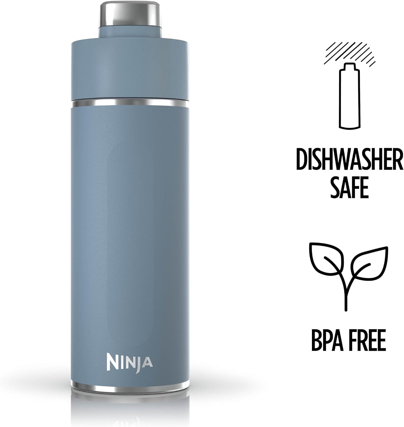image:imageNinja DW2401GY Thirsti 24oz Travel Water Bottle For Carbonated Sparkling Drinks Colder and Fizzier Longer Leak Proof 24 Hrs Cold Dishwasher Safe Stainless Steel Insulated Tumbler Charcoal GrayBlue