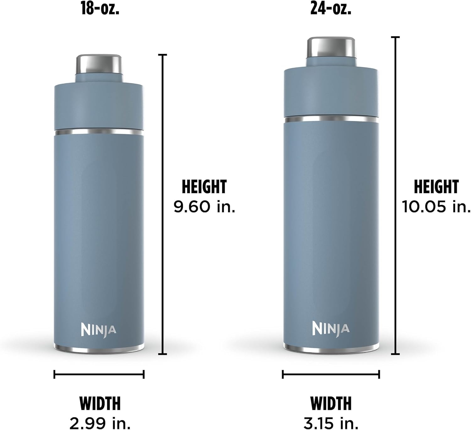 image:imageNinja DW2401GY Thirsti 24oz Travel Water Bottle For Carbonated Sparkling Drinks Colder and Fizzier Longer Leak Proof 24 Hrs Cold Dishwasher Safe Stainless Steel Insulated Tumbler Charcoal GrayBlue