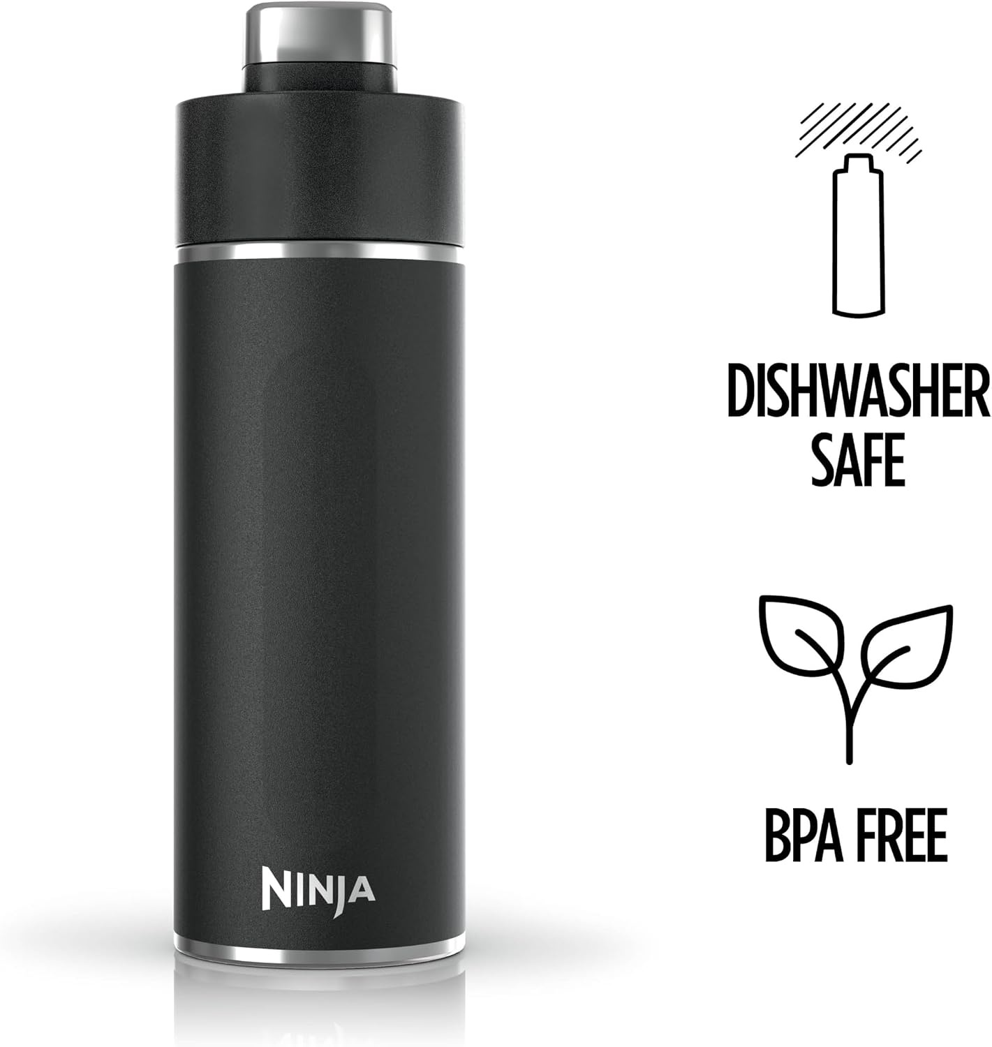 image:imageNinja DW2401GY Thirsti 24oz Travel Water Bottle For Carbonated Sparkling Drinks Colder and Fizzier Longer Leak Proof 24 Hrs Cold Dishwasher Safe Stainless Steel Insulated Tumbler Charcoal GrayBlack