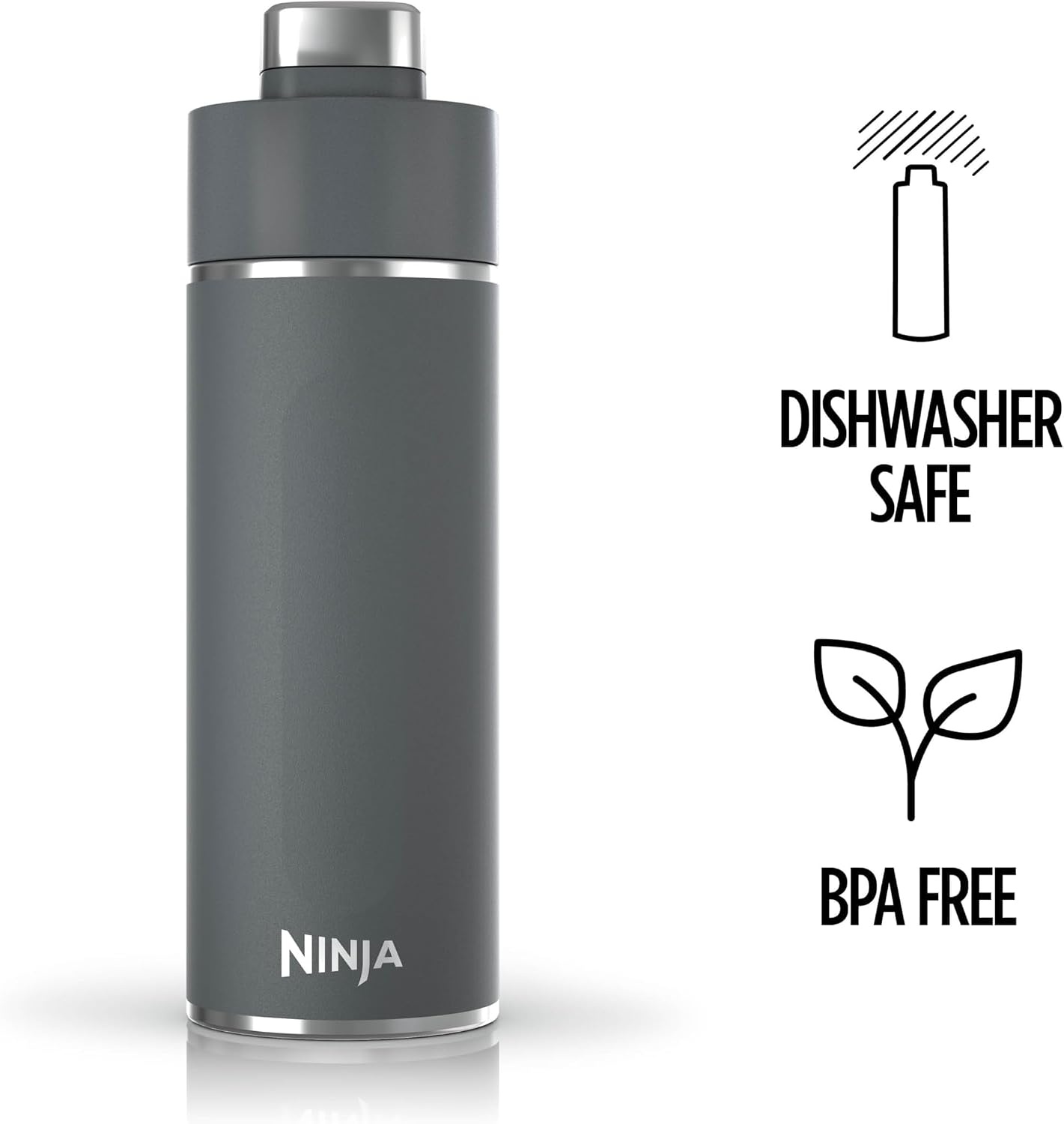 image:imageNinja DW2401GY Thirsti 24oz Travel Water Bottle For Carbonated Sparkling Drinks Colder and Fizzier Longer Leak Proof 24 Hrs Cold Dishwasher Safe Stainless Steel Insulated Tumbler Charcoal GrayGray