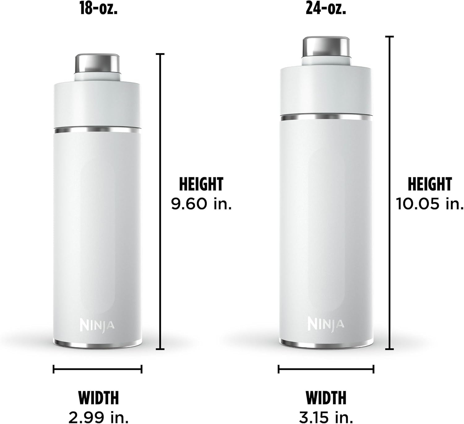 image:imageNinja DW2401GY Thirsti 24oz Travel Water Bottle For Carbonated Sparkling Drinks Colder and Fizzier Longer Leak Proof 24 Hrs Cold Dishwasher Safe Stainless Steel Insulated Tumbler Charcoal GrayWhite