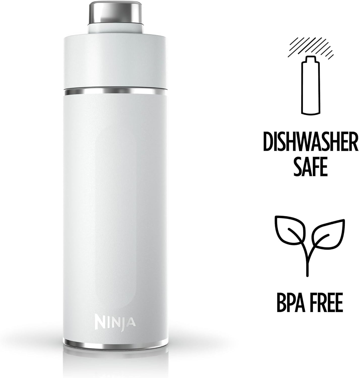image:imageNinja DW2401GY Thirsti 24oz Travel Water Bottle For Carbonated Sparkling Drinks Colder and Fizzier Longer Leak Proof 24 Hrs Cold Dishwasher Safe Stainless Steel Insulated Tumbler Charcoal GrayWhite