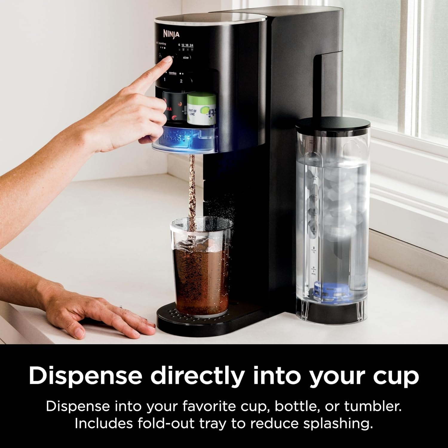 image:imageNinja Thirsti Drink System Soda Maker Create Unique Sparkling amp Still Drinks Personalize Size amp Flavor Carbonated Water Machine 60L CO2 Cylinder amp Variety of Flavored Water Drops Black WC1001Black