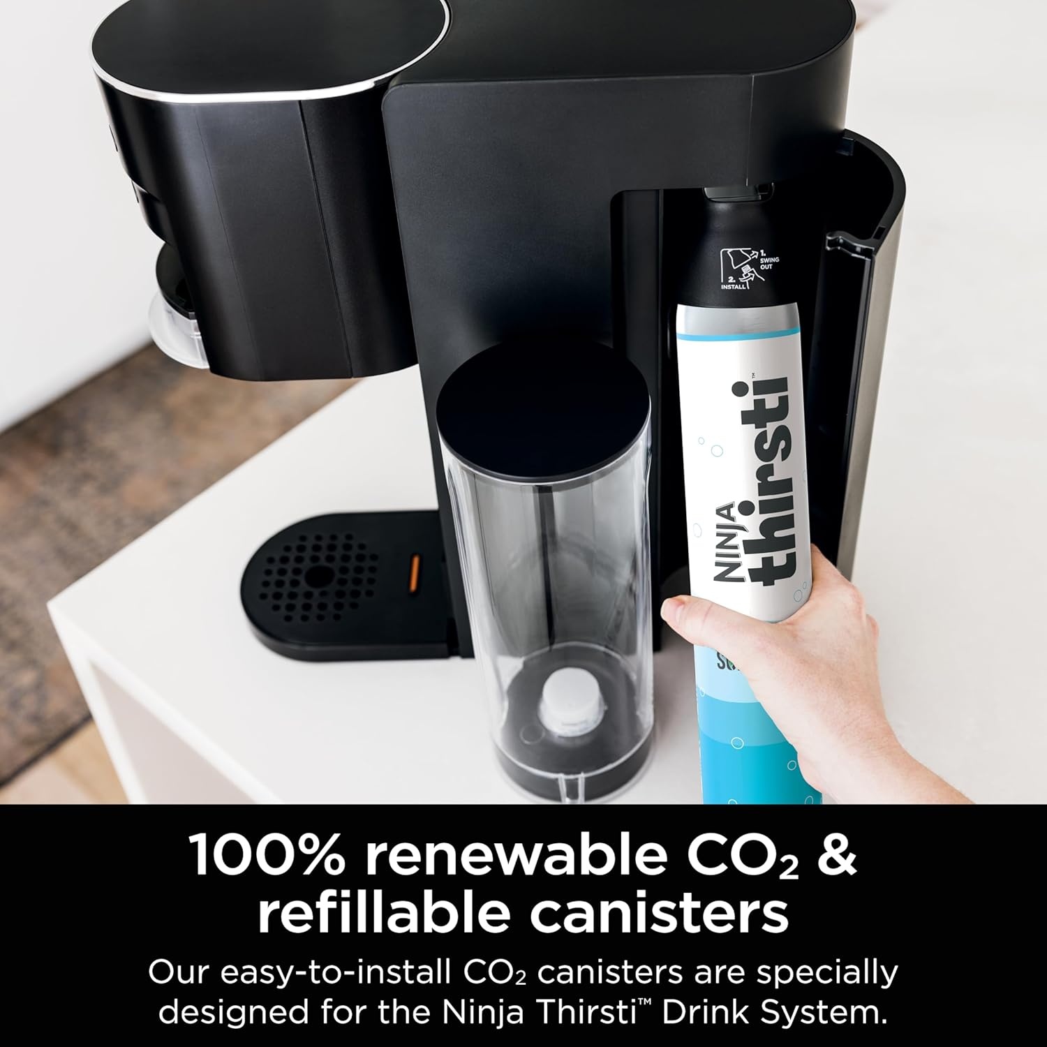 image:imageNinja Thirsti Drink System Soda Maker Create Unique Sparkling amp Still Drinks Personalize Size amp Flavor Carbonated Water Machine 60L CO2 Cylinder amp Variety of Flavored Water Drops Black WC1001Black