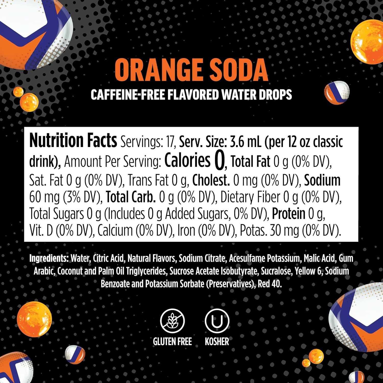 image:imageNinja Thirsti Flavored Water Drops Zero Soda Orange Soda Zero Calories669 Fl Oz Pack of 1
