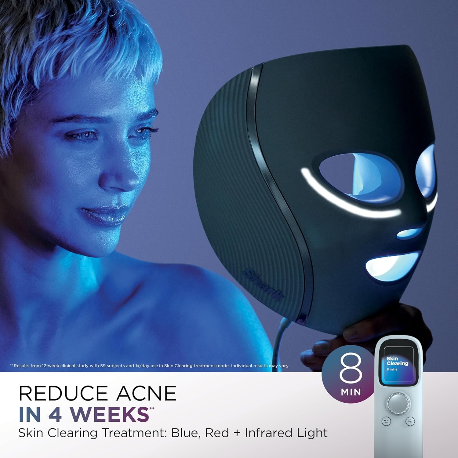 image:imageShark CryoGlow LED Face Mask in Rose Glow FW312PKLilac Chill