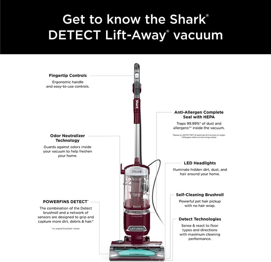 image:imageShark Detect Pro LiftAway ADV Vacuum DuoClean Detect Evergreen LA802Detect LiftAway Burgundy