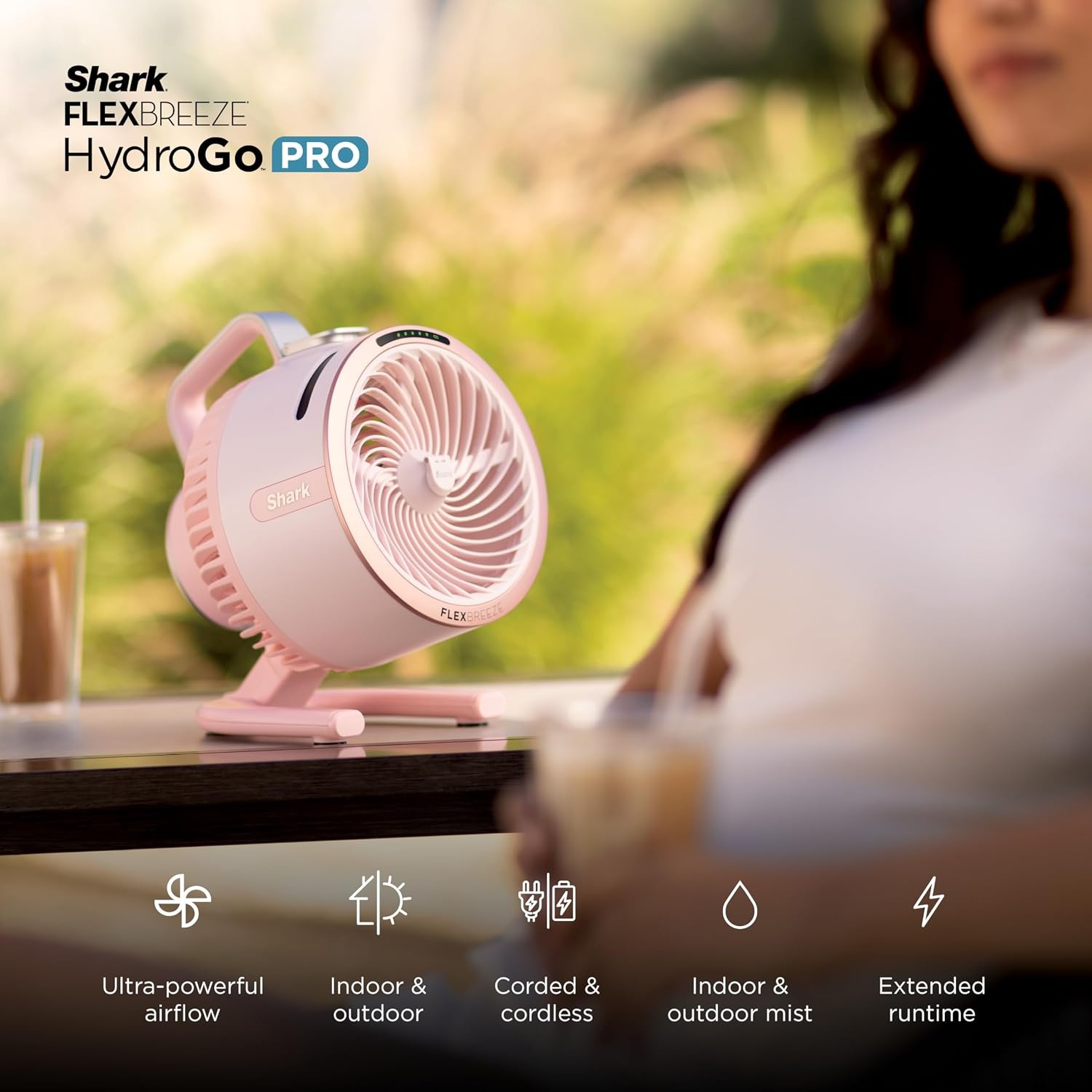 image:imageShark FlexBreeze HydroGo Pro Portable Misting Fan Peony FA056PKBedazzle Pink Diamond