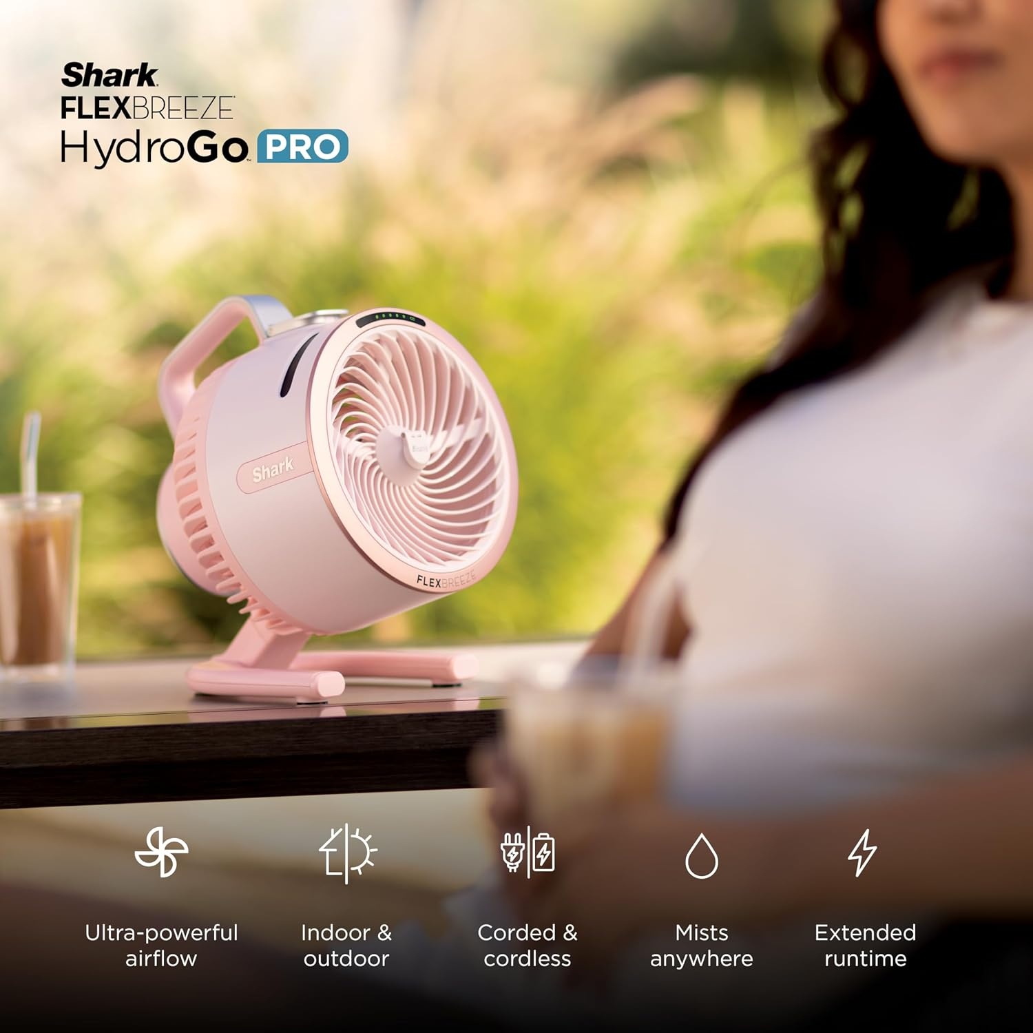 image:imageShark FlexBreeze HydroGo Pro Portable Misting Fan Peony FA056PKPeony