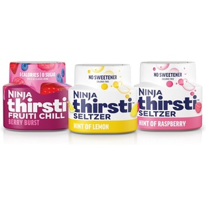 Ninja Thirsti Flavored Water Drops, SELTZER Black Cherry, Crisp and Refreshing Sparkling Water, Zero Calories, Zero Sugar, Zero Sweeteners, Makes 20, 12oz drinks, 3 Pack, WCFCHYAM(Variety Pack)