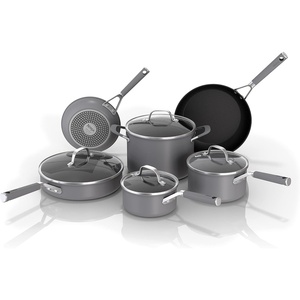 Ninja CW60020 NeverStick Comfort Grip 8″ Fry Pan, Nonstick, Durable, Scratch Resistant, Dishwasher Safe, Oven Safe to 400°F, Silicone Handles, Grey(10 Piece Set)