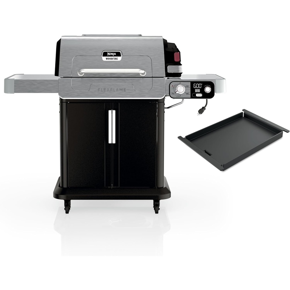 image:imageNinja FlexFlame Grill Half Griddle Bundle with Electric amp Propane Grill Professional Grade Carbon Steel and grease Drain Rust Resistant