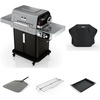 Ninja FlexFlame, Master Grill Pack, Electric & Propane 5-in-1 Cooking System Includes FlexFlame Premium Grill Cover, 16″ Perforated Pizza Peel, Half Griddle, Expandable Roast & Smoke Rack