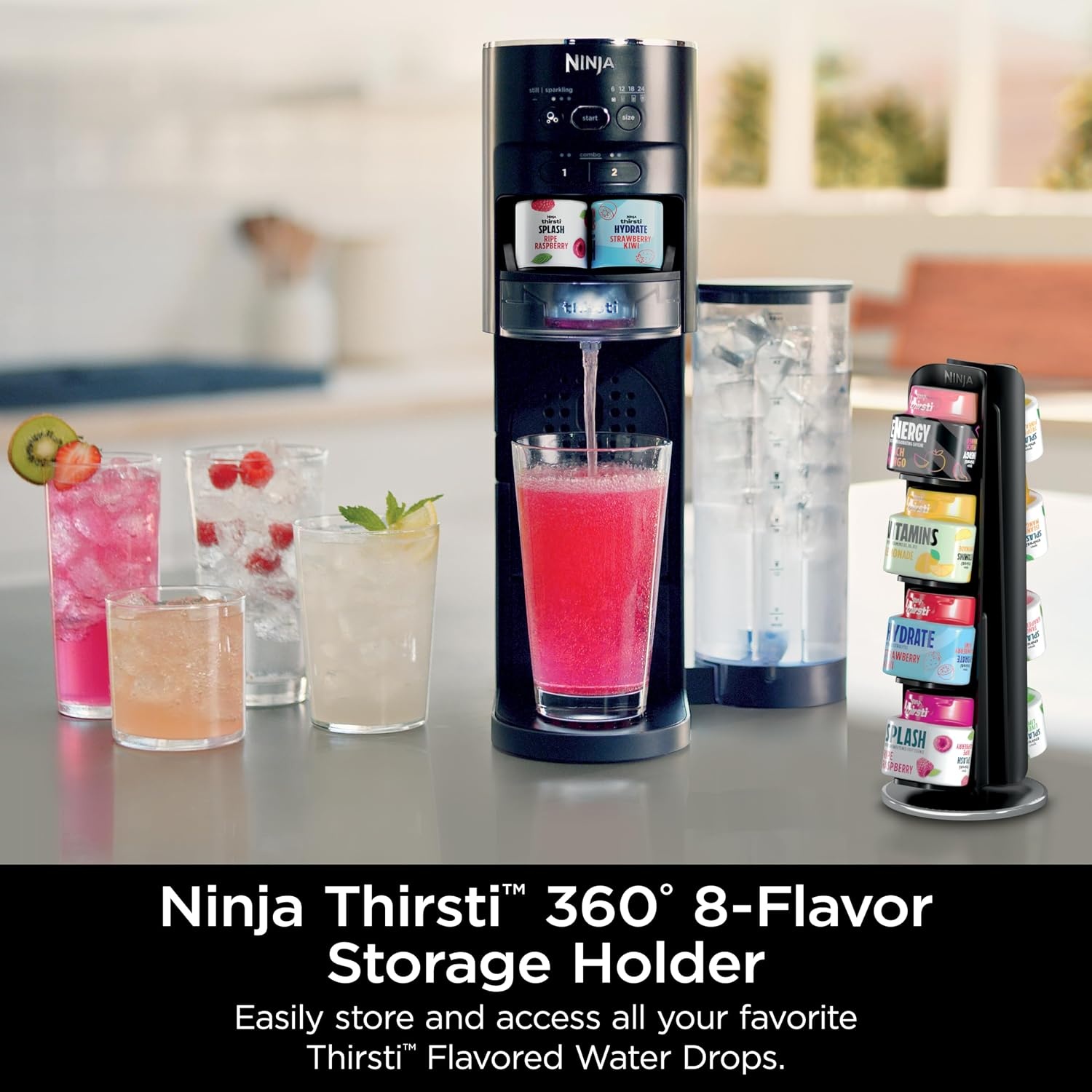 image:imageNinja WCX08 Thirsti 360 8Flavor Storage Holder Black511 in L x 4125 in W x 1175 in H