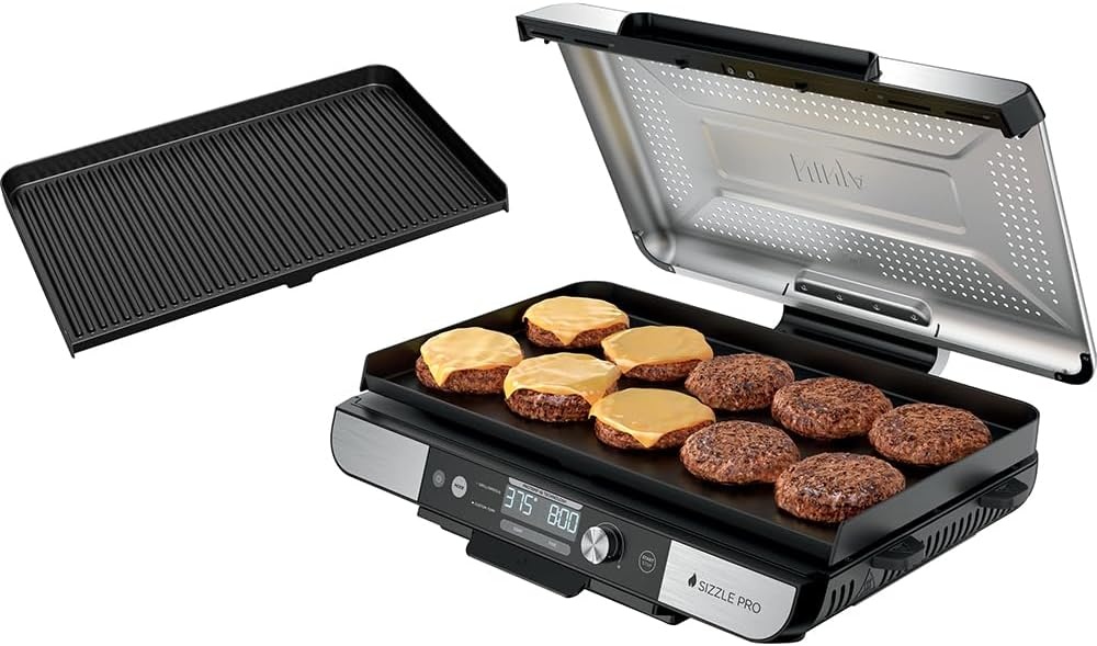 image:imageNinja GX101 Sizzle Pro XL 20Inch Indoor Griddle Grill Silver Renewed Bundle with 2 YR CPS Enhanced Protection Pack