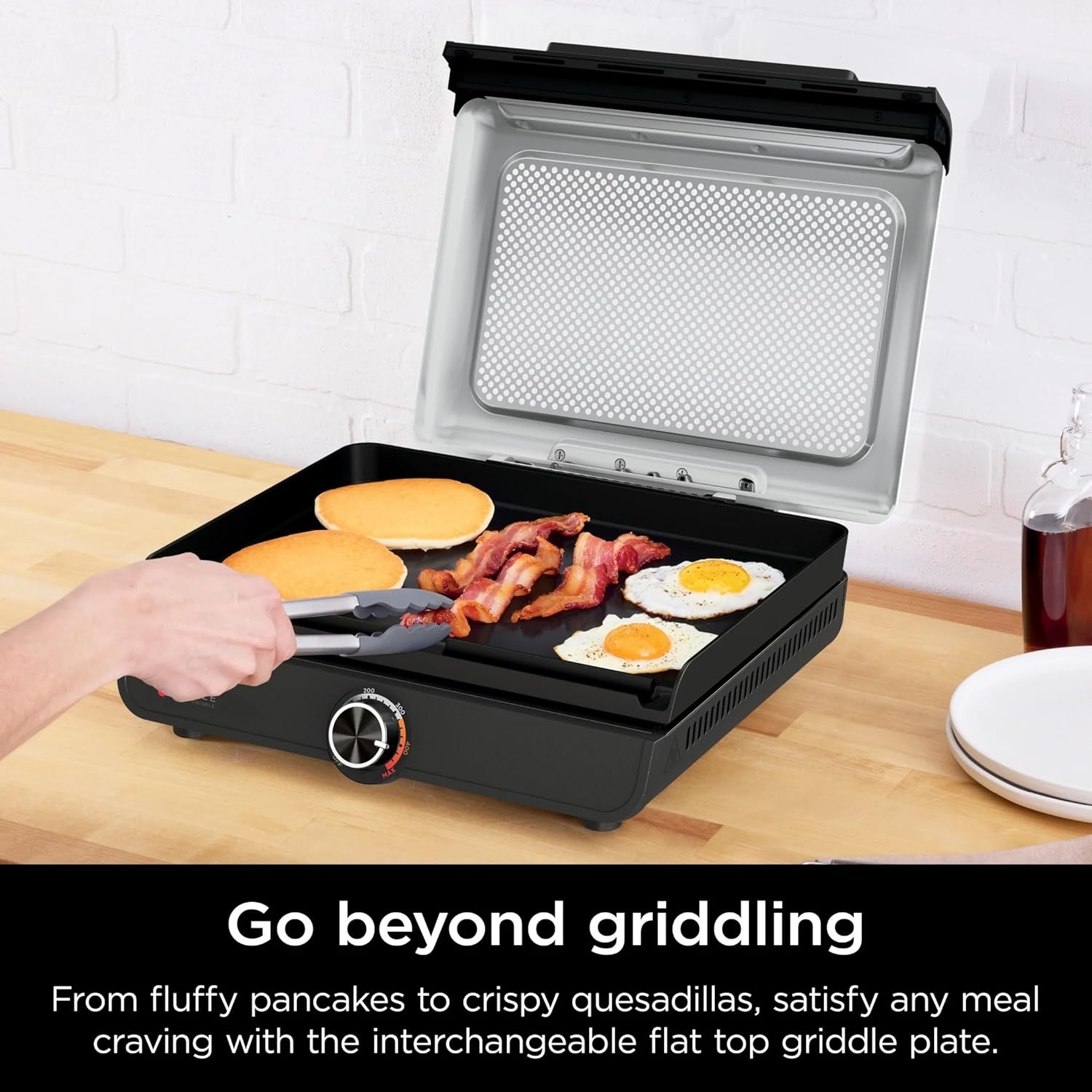 image:imageNinja Sizzle Indoor Griddle 14 Electric Grill For Eggs Burgers Bacon Pancakes Veggies and More Nonstick Dishwasher Safe 500F Even Cooking GR100