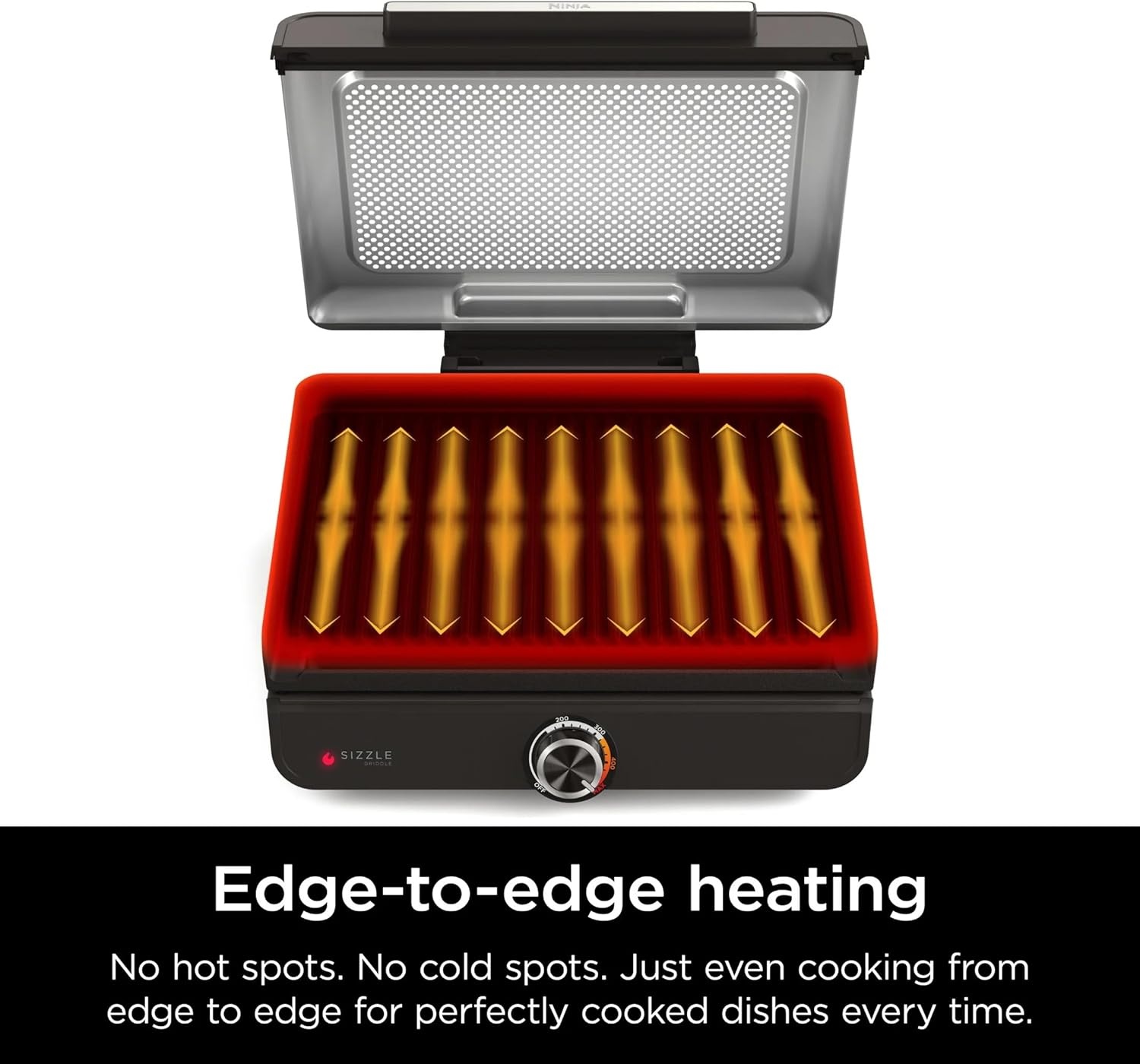 image:imageNinja Sizzle Indoor Griddle 14 Electric Grill For Eggs Burgers Bacon Pancakes Veggies and More Nonstick Dishwasher Safe 500F Even Cooking GR100