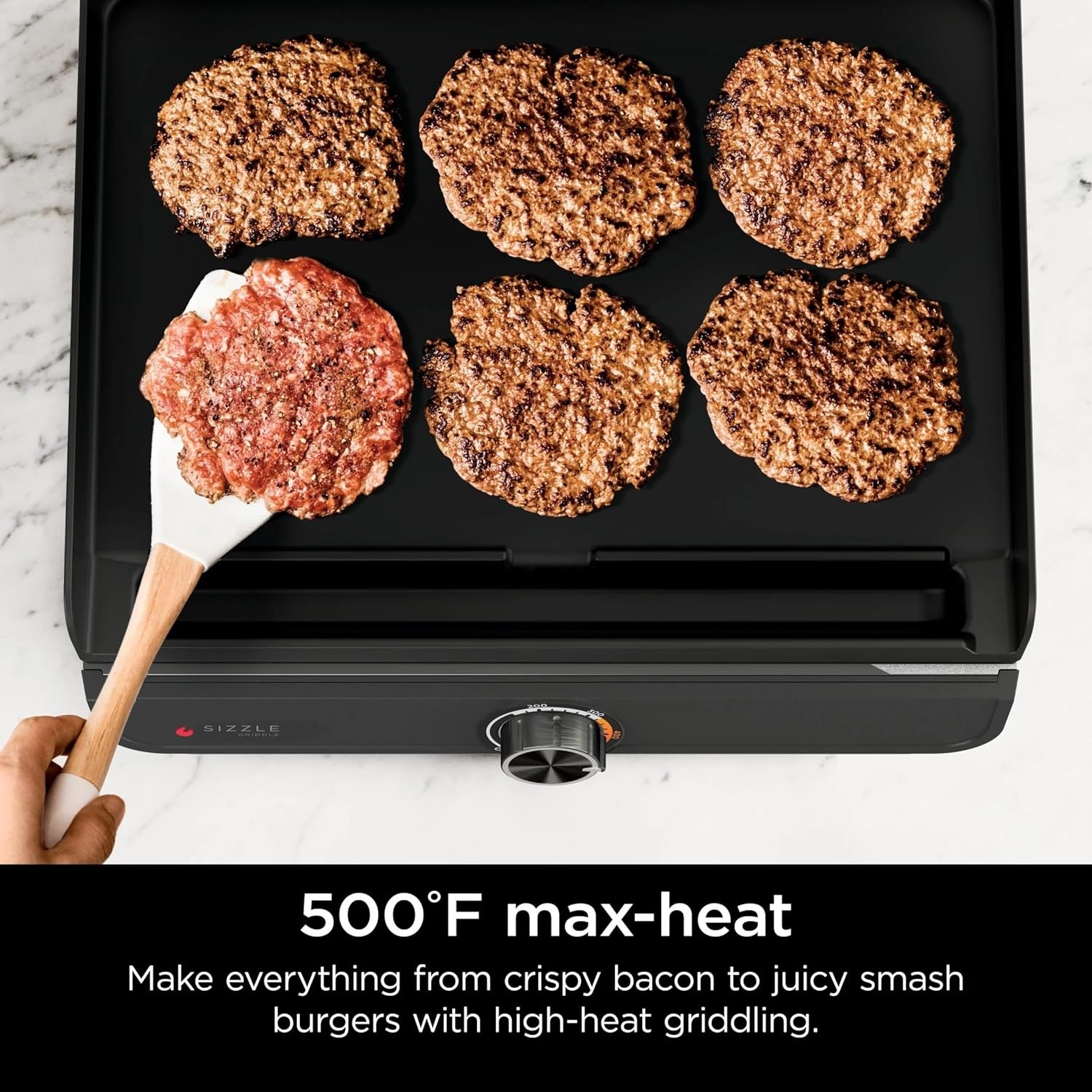 image:imageNinja Sizzle Indoor Griddle 14 Electric Grill For Eggs Burgers Bacon Pancakes Veggies and More Nonstick Dishwasher Safe 500F Even Cooking GR100