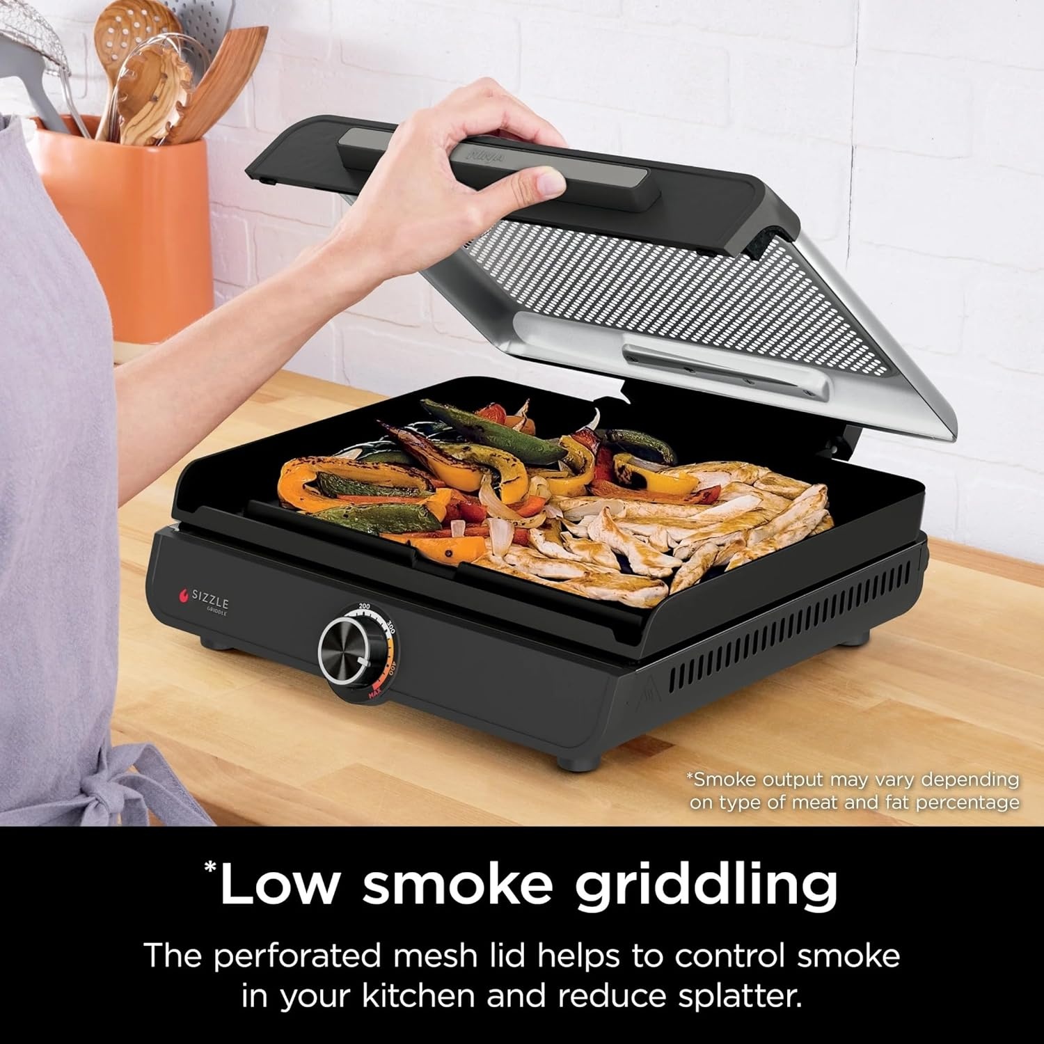 image:imageNinja Sizzle Indoor Griddle 14 Electric Grill For Eggs Burgers Bacon Pancakes Veggies and More Nonstick Dishwasher Safe 500F Even Cooking GR100