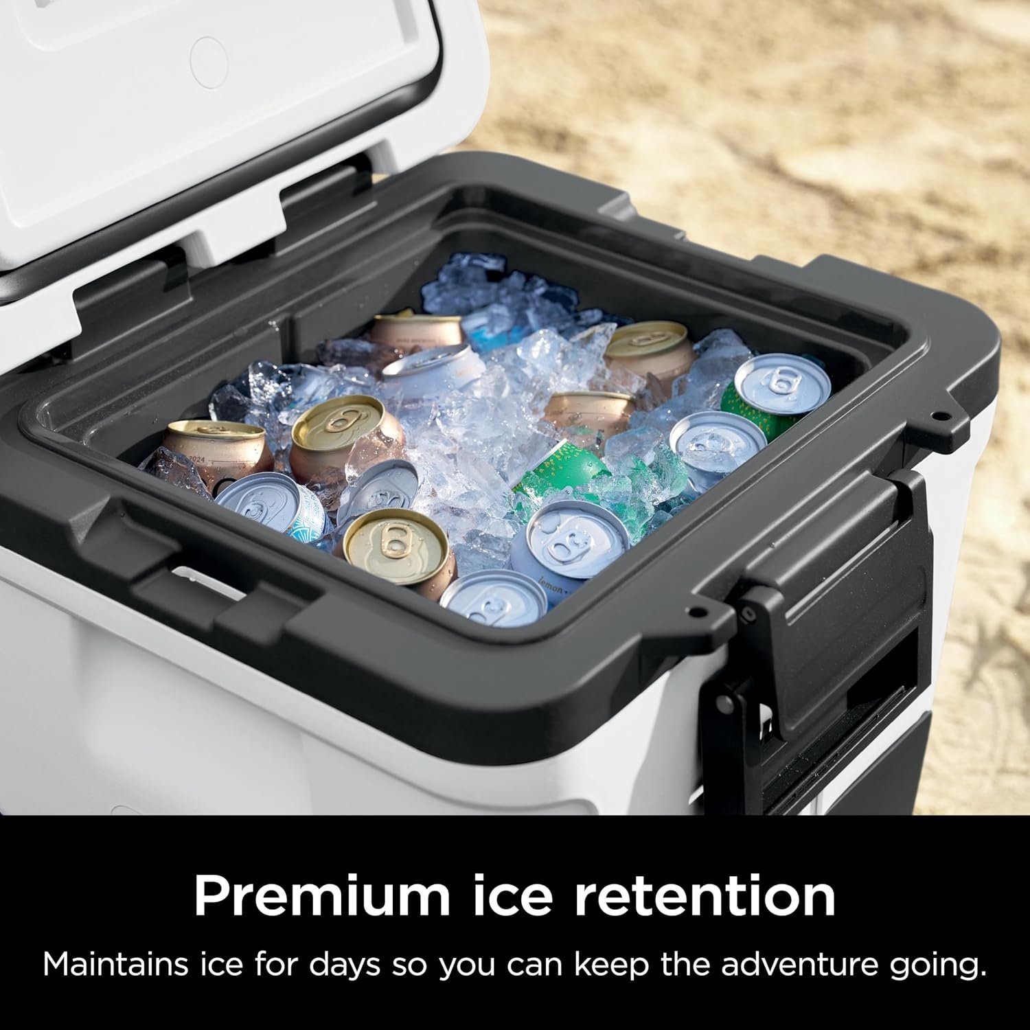 image:imageNinja Outdoor FlexFlame Grill and Smoker with 30QT Hard Cooler 5in1 Cooking System Dry Storage Drawer Insulated Cooler White