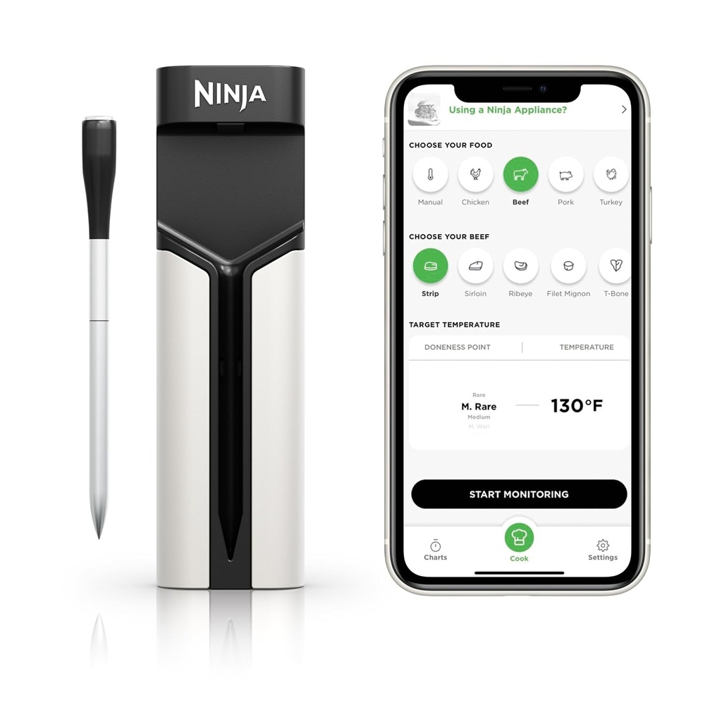 image:imageNinja ProChef Indoor amp Outdoor Wireless Meat Thermometer for Grill Oven Smoking Roasting Air Frying Flame Resistant Long Battery Life Bluetooth Waterproof WP100C Canadian Version