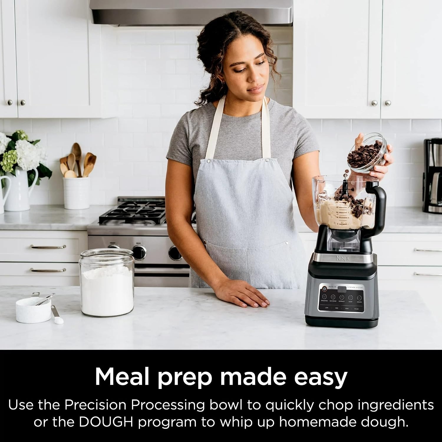 image:imageNinja BN800 Professional Plus Kitchen System 1400 WP 5 Functions for Smoothies Chopping Dough amp More with Auto IQ 72oz Blender Pitcher 64oz Processor Bowl 24oz ToGo Cup Grey Renewed