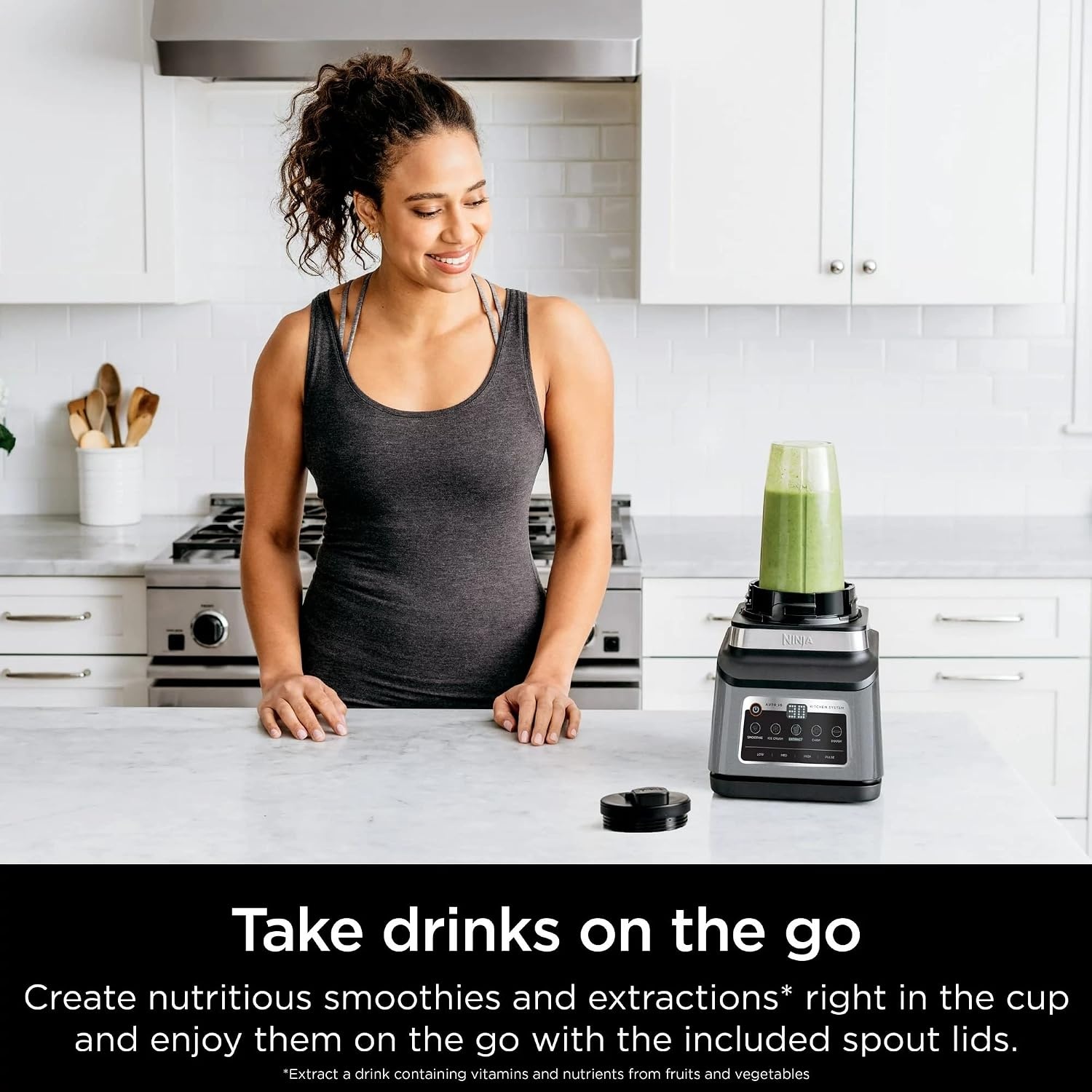 image:imageNinja BN800 Professional Plus Kitchen System 1400 WP 5 Functions for Smoothies Chopping Dough amp More with Auto IQ 72oz Blender Pitcher 64oz Processor Bowl 24oz ToGo Cup Grey Renewed