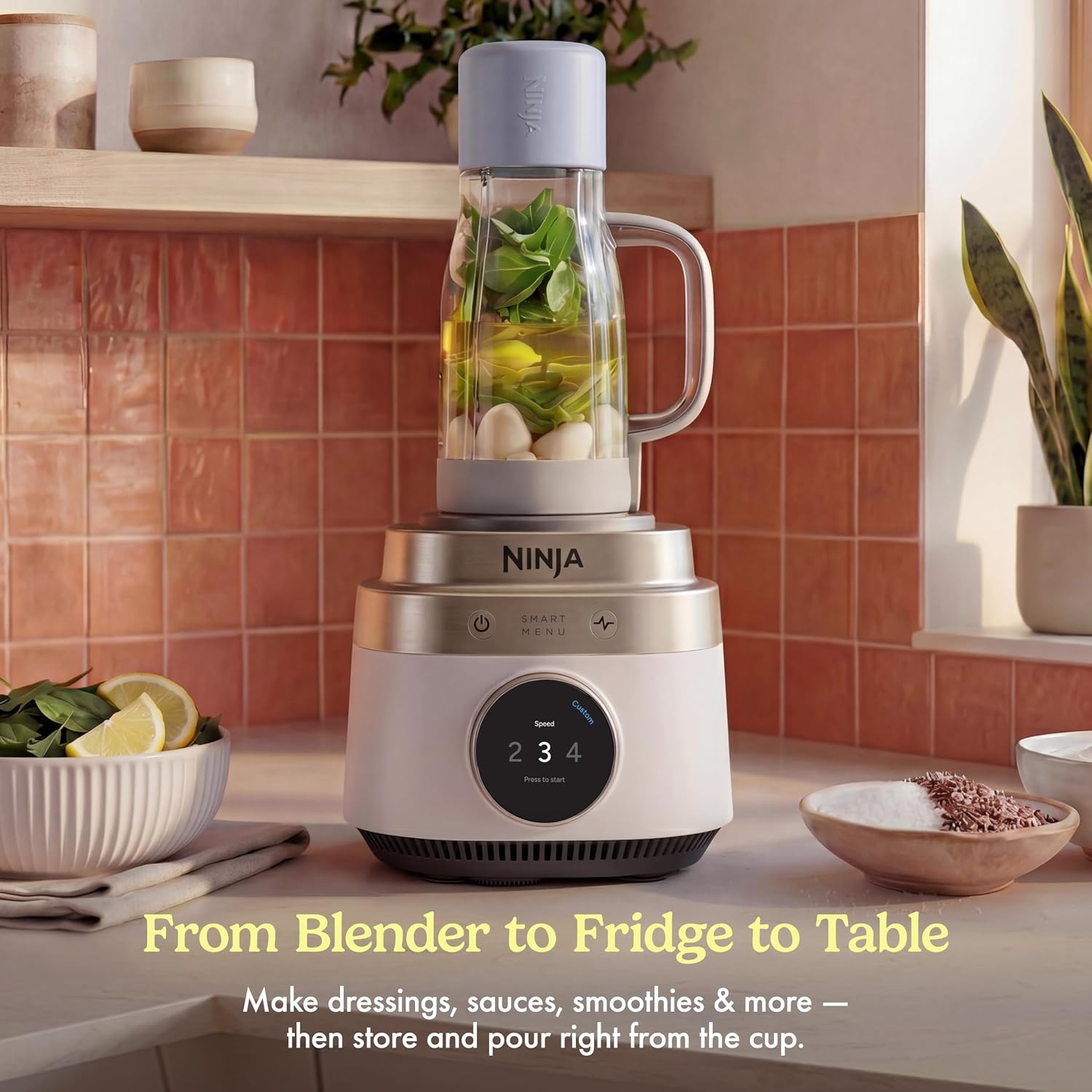 image:imageNinja CrushBOSS 2in1 Blender amp Tumbler Amazon Exclusive Bone amp Champagne