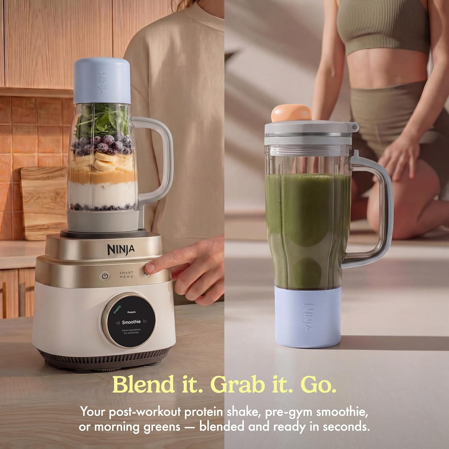 image:imageNinja CrushBOSS 2in1 Blender amp Tumbler Amazon Exclusive Bone amp Champagne