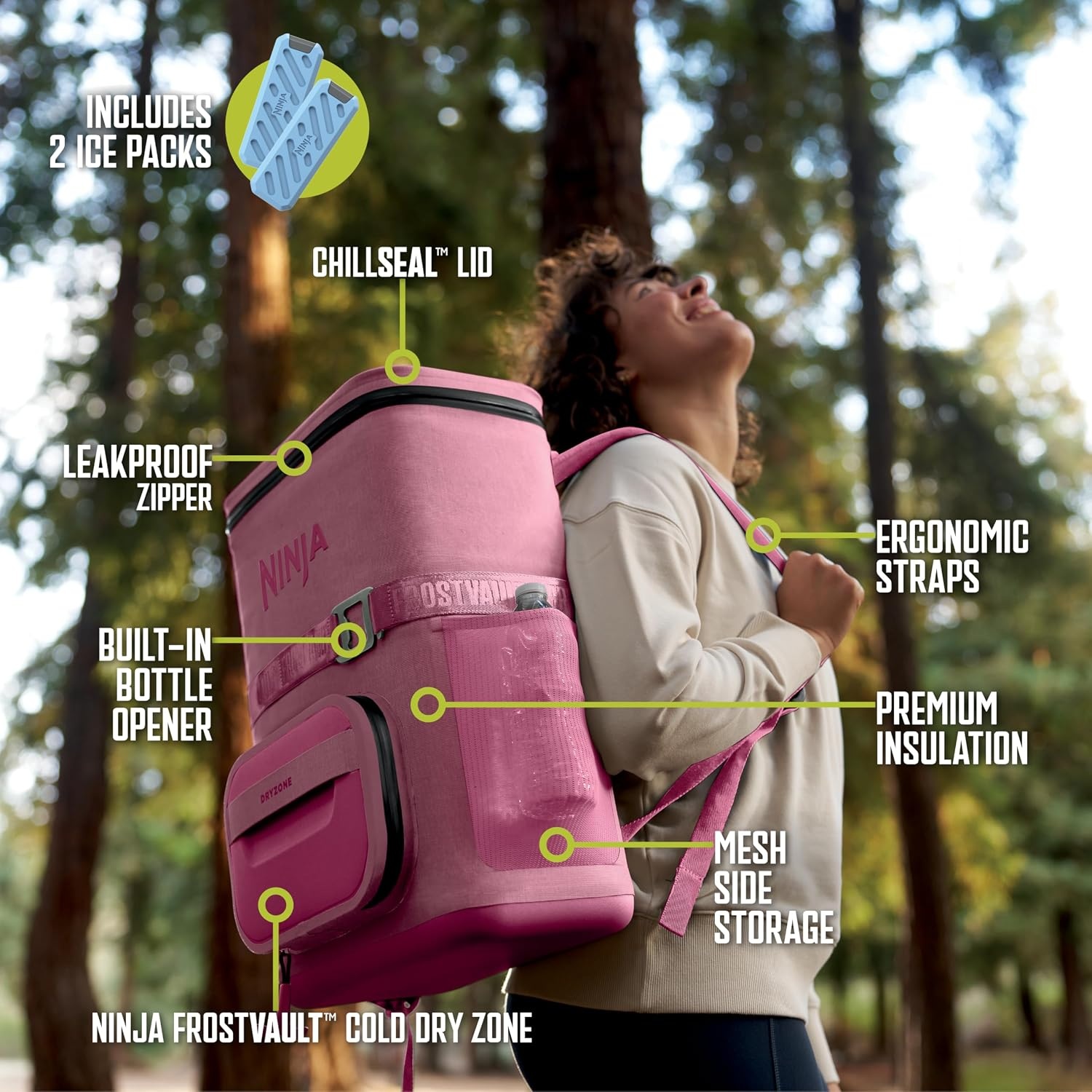 image:imageNinja FrostVault Go Soft Backpack Cooler Dry Storage Petal Pink