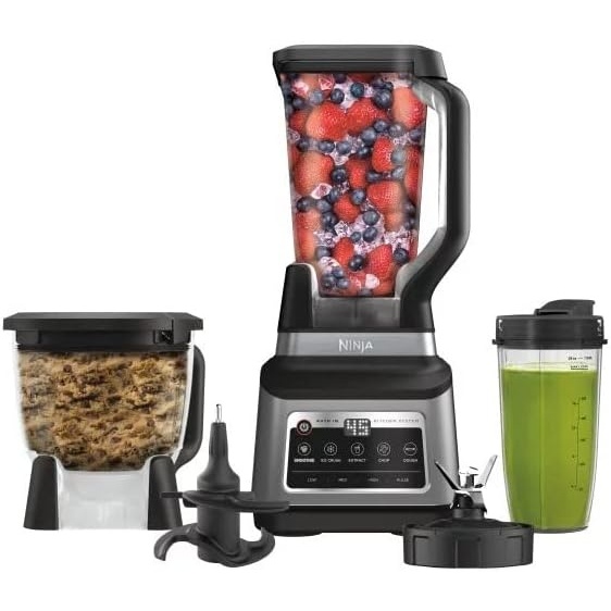 image:imageNinja BN800 Professional Plus Kitchen System 1400 WP 5 Functions for Smoothies Chopping Dough amp More with Auto IQ 72oz Blender Pitcher 64oz Processor Bowl 24oz ToGo Cup Grey Renewed