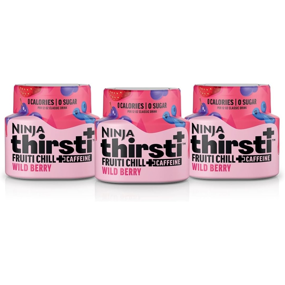 image:imageNinja Thirsti Flavored Water Drops FRUITI CHILL Wild Berry Bold Fruit Flavor with Caffeine Sparkling or Still Zero Calories Zero Sugar Makes 17 12oz drinks 3 Pack WCFWDBRAM