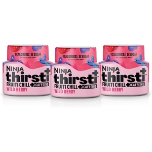 Ninja Thirsti Flavored Water Drops, FRUITI CHILL+ Wild Berry, Bold Fruit Flavor with Caffeine, Sparkling or Still, Zero Calories, Zero Sugar, Makes 17, 12oz drinks, 3 Pack, WCFWDBRAM