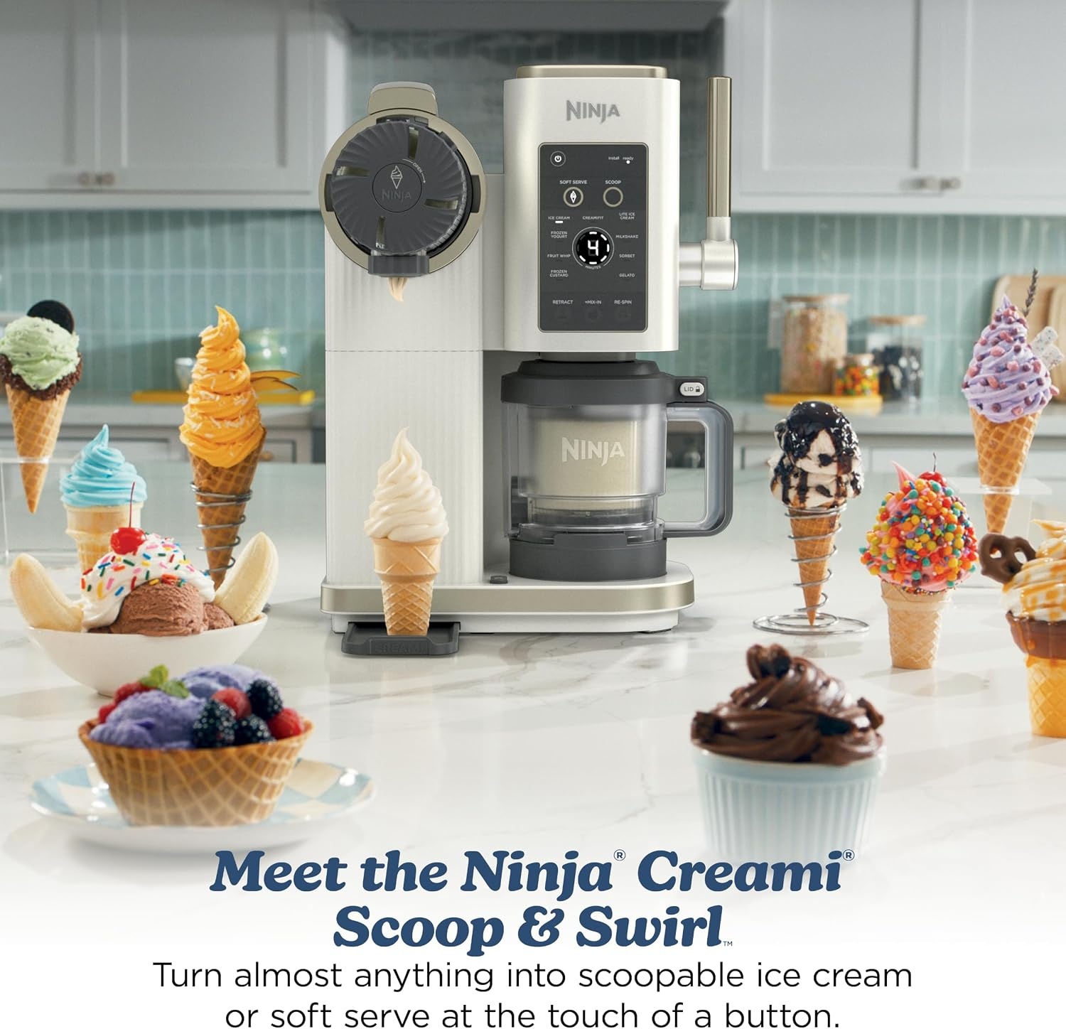 image:imageNinja Creami ScoopampSwirl Ice Cream Maker Amazon Exclusive Bone amp Champagne