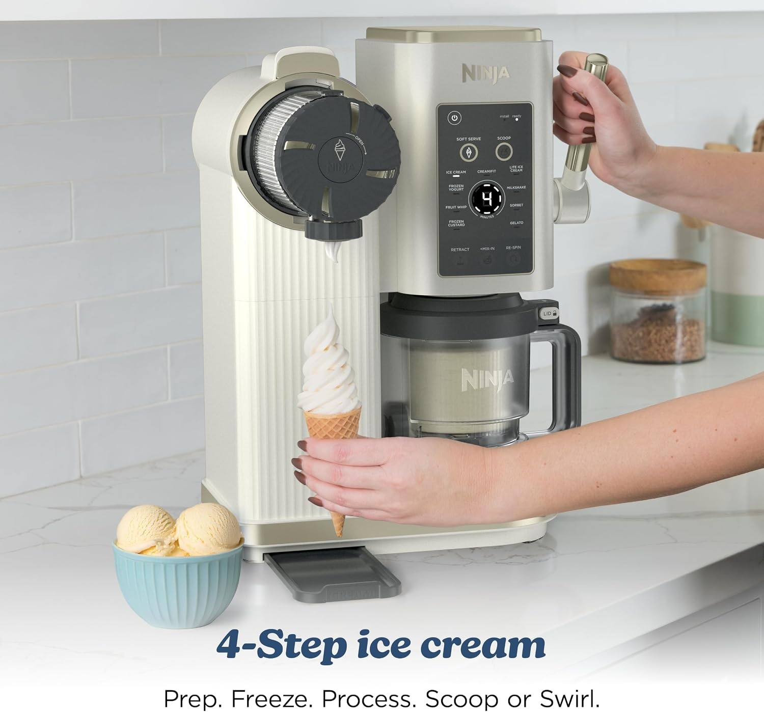 image:imageNinja Creami ScoopampSwirl Ice Cream Maker Amazon Exclusive Bone amp Champagne
