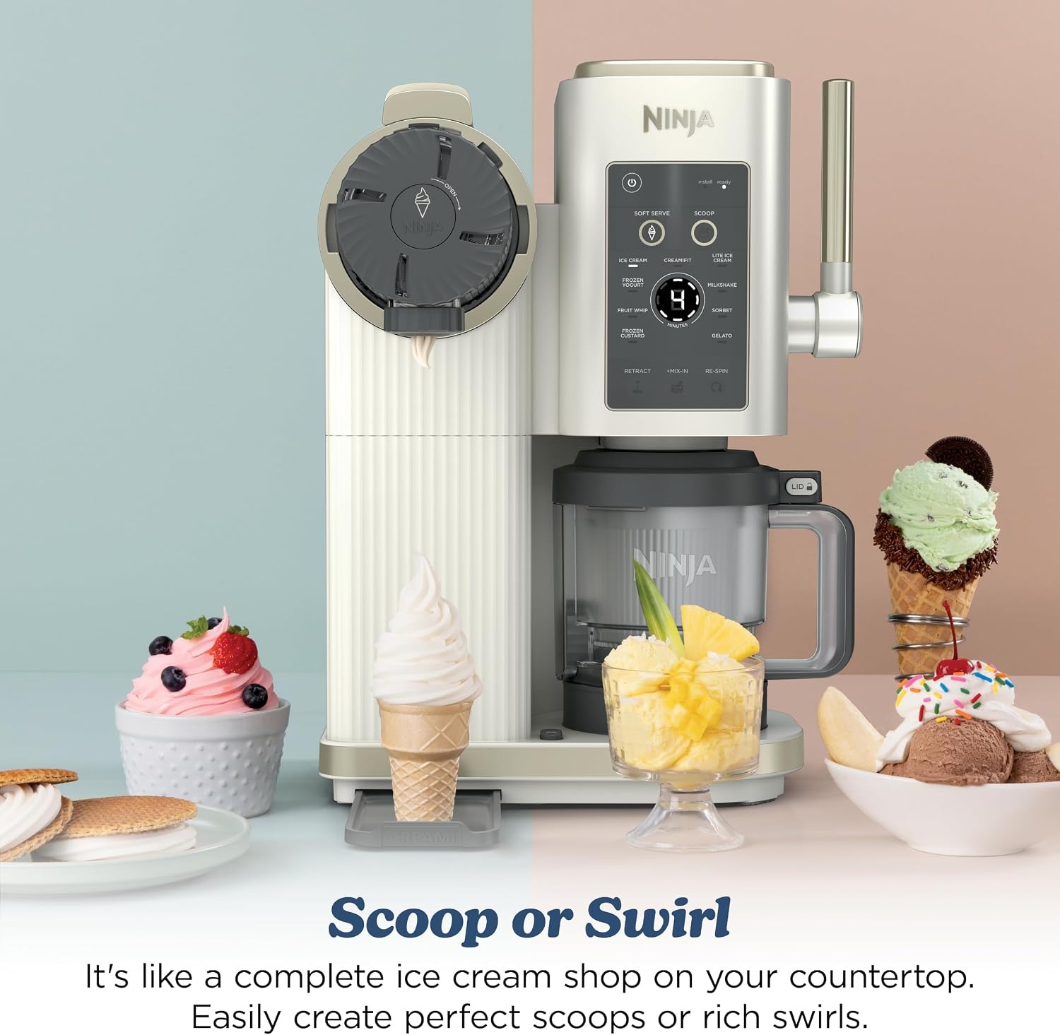 image:imageNinja Creami ScoopampSwirl Ice Cream Maker Amazon Exclusive Bone amp Champagne