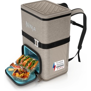 Ninja FrostVault Go Outdoor Flexible 23L Cooler Backpack for 36 Cans with Cold Dry Zone 2 Ice Packs for Hiking Camping Sand Beige FF136EUUKCS